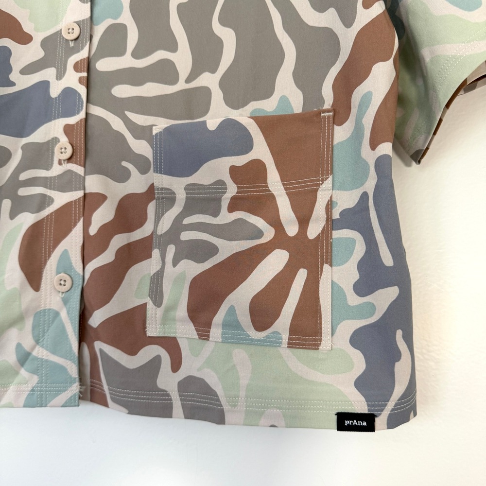 prAna Womens Railay Short Sleeve Button Down Shirt Abstract Floral Top Small - Picture 4 of 9